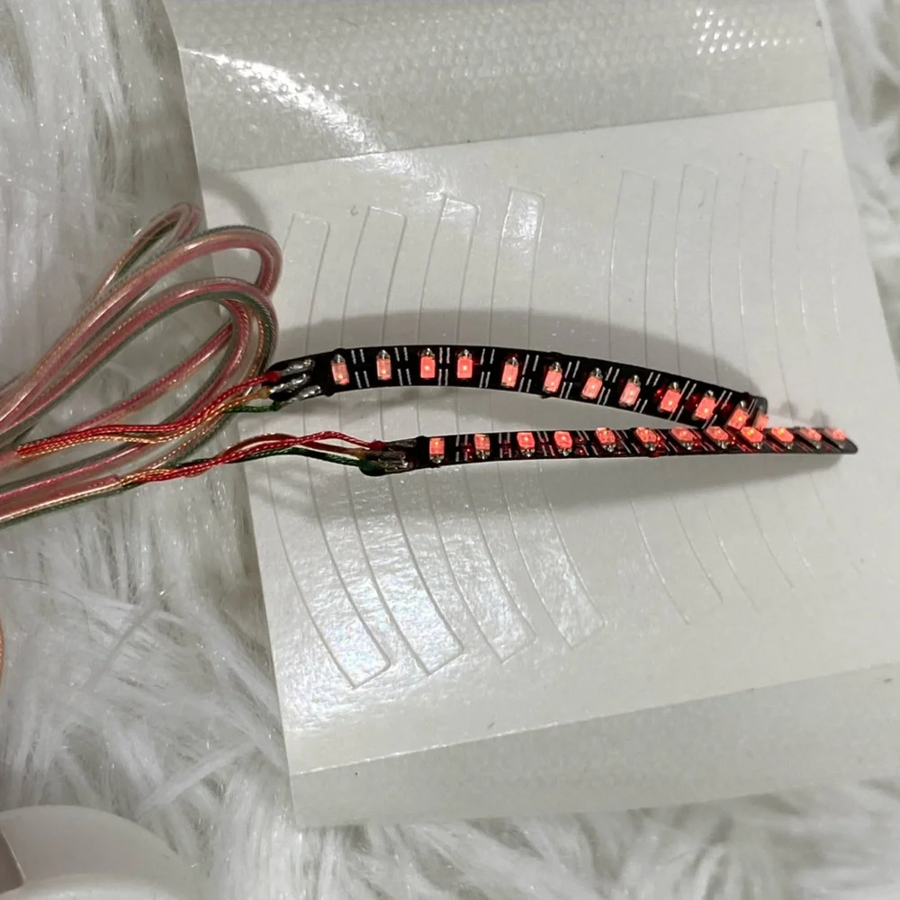 Red LED Light Up Eyelashes Eyeliner Body Jewelry Makeup Stick On 7 Light Modes - Picture 7 of 11